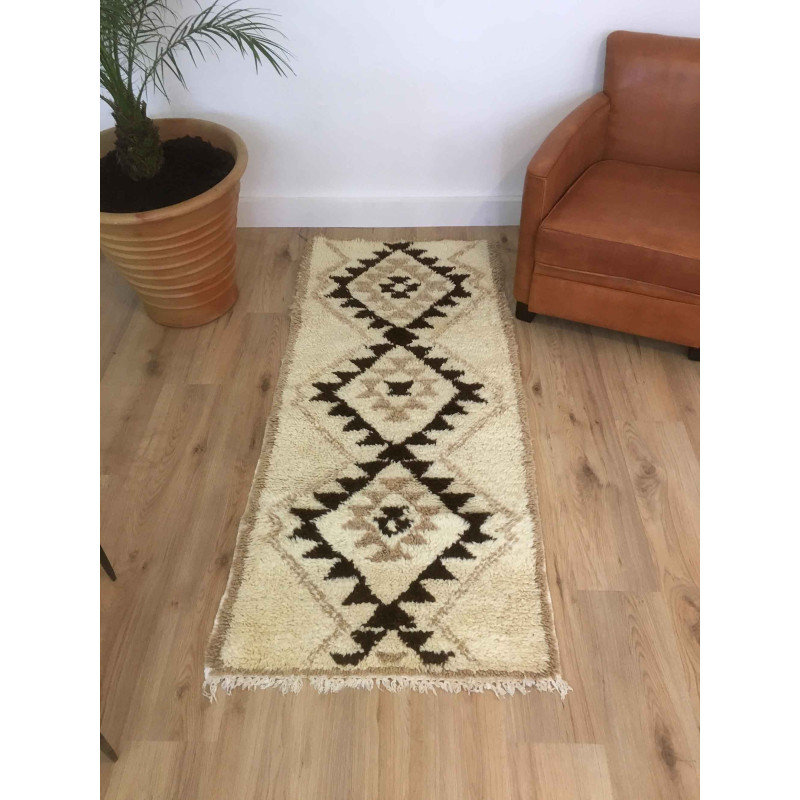 Tapis berbère Beni Ouarain chic beige marron brun