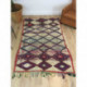 Ancien tapis berbère laine rase motifs losanges colorés