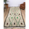 Tapis berbère Azilal laine pure et fils de coton couleurs vert fluo, noir et bordeaux