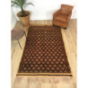 Ancien tapis berbère laine pure marron rouge