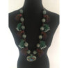 Collier berbère en boules de métal gravé avec un gros pendentif coloré